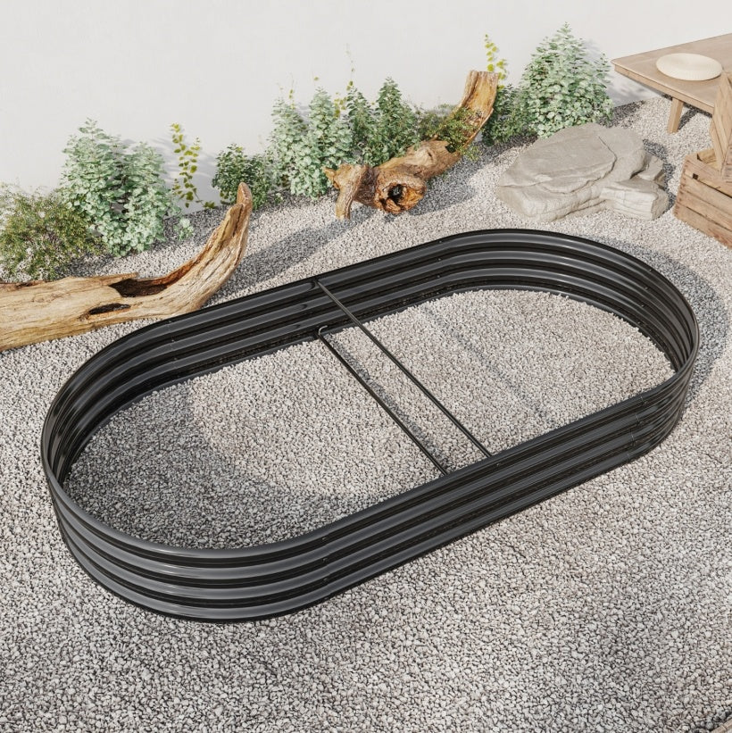 Oval Metal Elevated Garden Bed - Outdoor Chilling