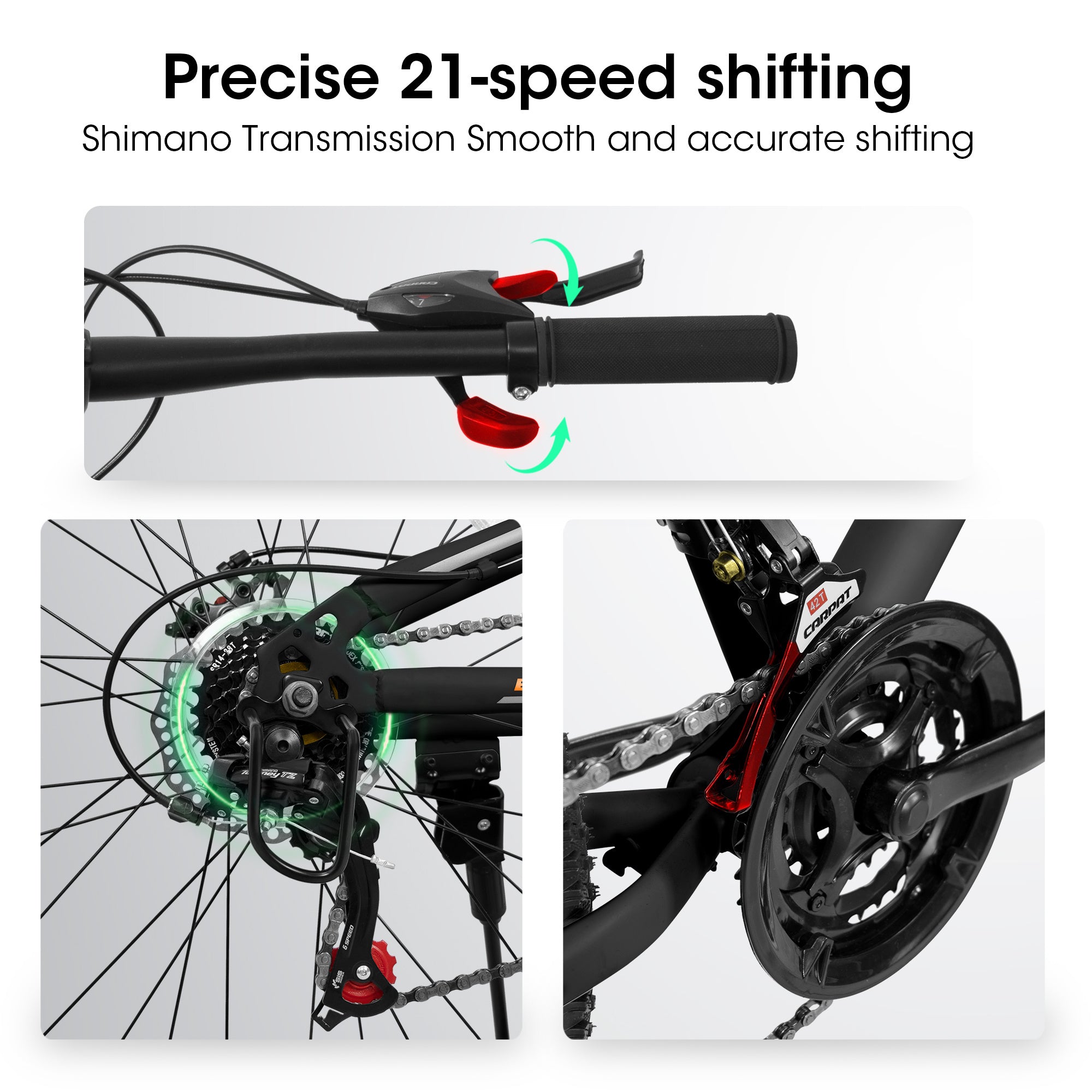 A26207 26 Inch Steel Frame Shock Fork Plus Shock Absorber 21-speed Unisex Mountain Bike - Outdoor Chilling
