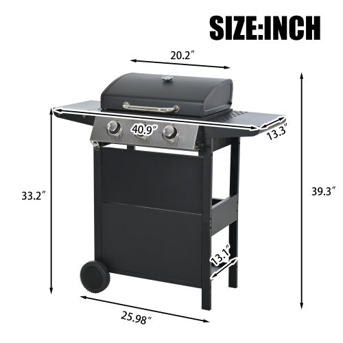 Propane Gas Grill 3 Burner Barbecue Grill, Stainless Steel 26,000 BTU Patio Garden Barbecue Grill With Two Shelves, Lid, Wheels And Bottle Opener - Outdoor Chilling