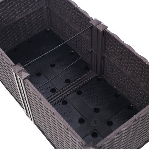 Deep Raised Garden Bed Plastic Planter Boxes For Vegetables Flowers Herbs And Succulents, Self-Watering Planter Box Raised Bed To Grow Flowers, Herbs & Vegetables, 31.5 L X 15.7 D X 14.7H