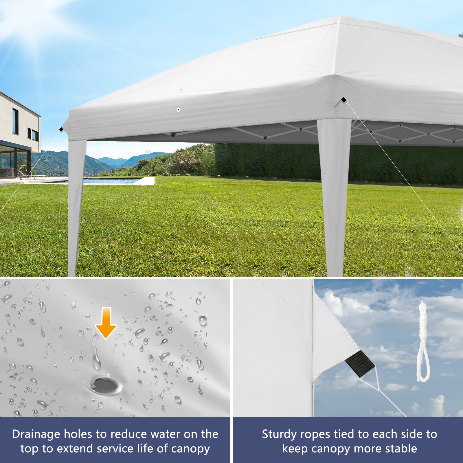 10x20ft White, Shade - Folding canopy - Outdoor Chilling