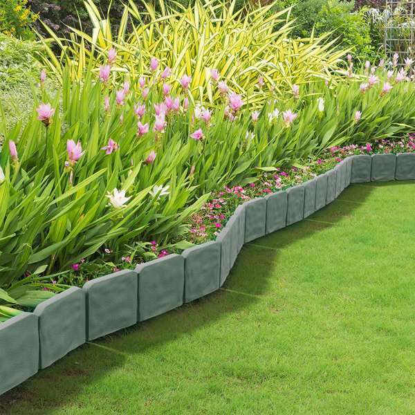 Garden Edge, Imitation Stone Effect Garden Lawn Edge, Non Digging Flexible Lawn Edge, And Flower Bed Edge Gray -20 - Outdoor Chilling