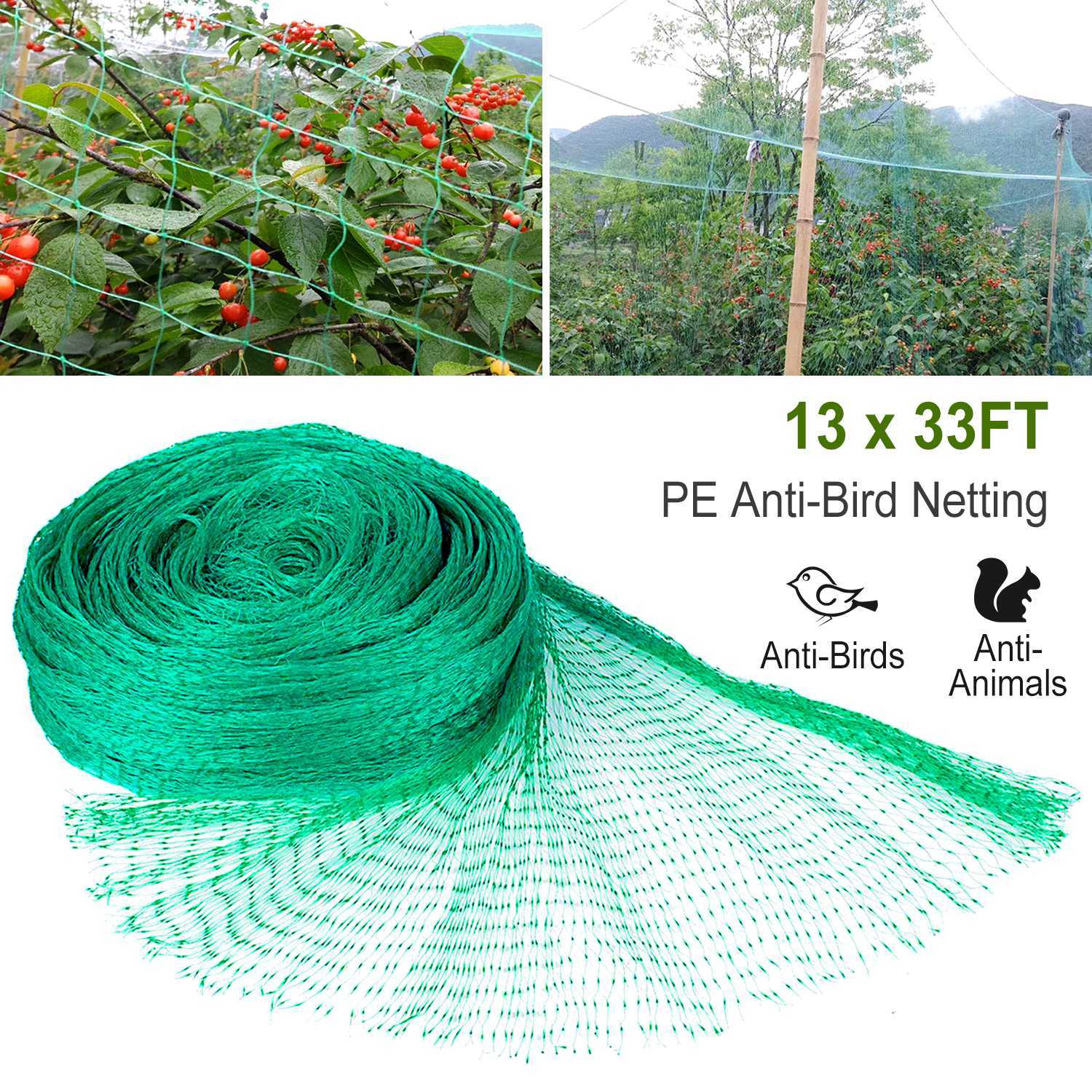 13 X 33ft Garden Netting Heavy Duty PE Anti Bird Netting Plants Fruits Tree Vegetables Protection Netting Net - Outdoor Chilling