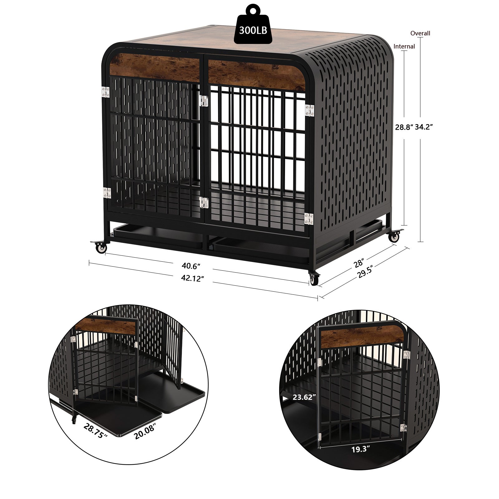 Heavy Duty Dog Crate Furniture Wooden Table 42inch Brown - Outdoor Chilling