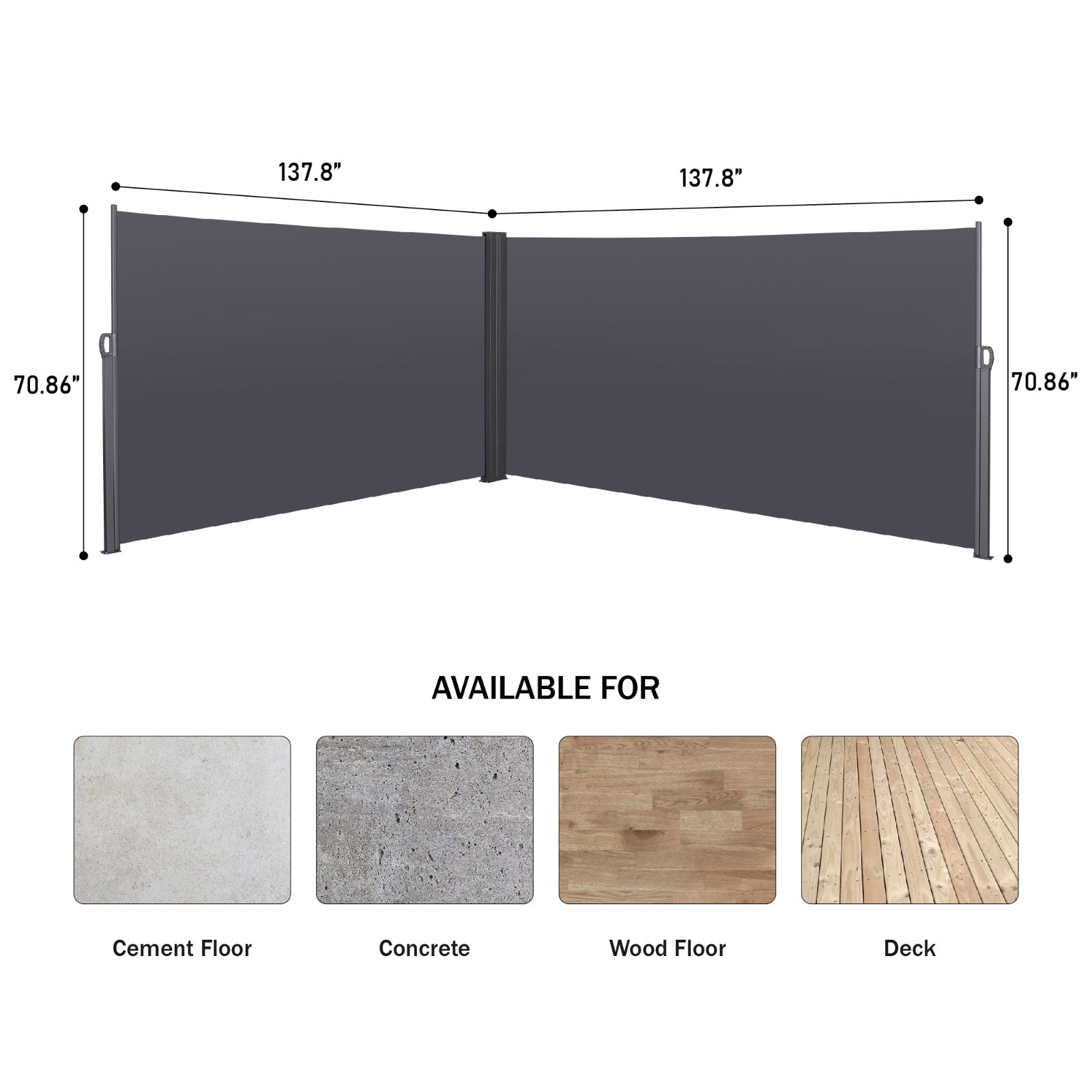 276 X 71Retractable Side Awning, Waterproof & UV-Resistant, Privacy Screen Divider Roll Up Balco - Outdoor Chilling