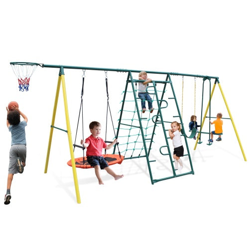 Indoor Outdoor Metal Swing Set With Safety Belt - Outdoor Chilling