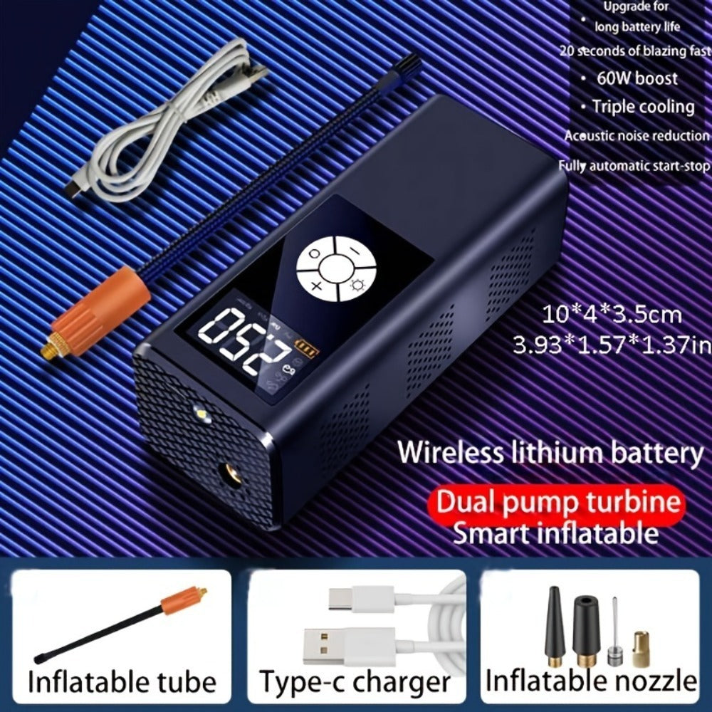 Wireless Car Inflatable High-power Portable Intelligent Digital Display Inflatable Treasure Multi-function Wireless Charging - Outdoor Chilling