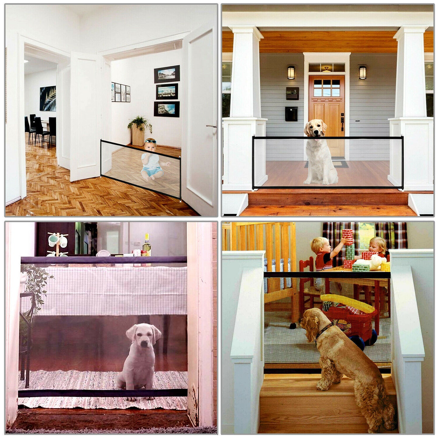Pets Dog Cat Baby Safety Gate Mesh Fence Magic Portable Guard Net Stairs Doors - Outdoor Chilling