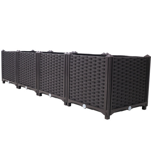 Deep Raised Garden Bed Plastic Planter Boxes For Vegetables Flowers Herbs And Succulents, Self-Watering Planter Box Raised Bed To Grow Flowers, Herbs & Vegetables, 63 L X 15.7D X 14.7 H