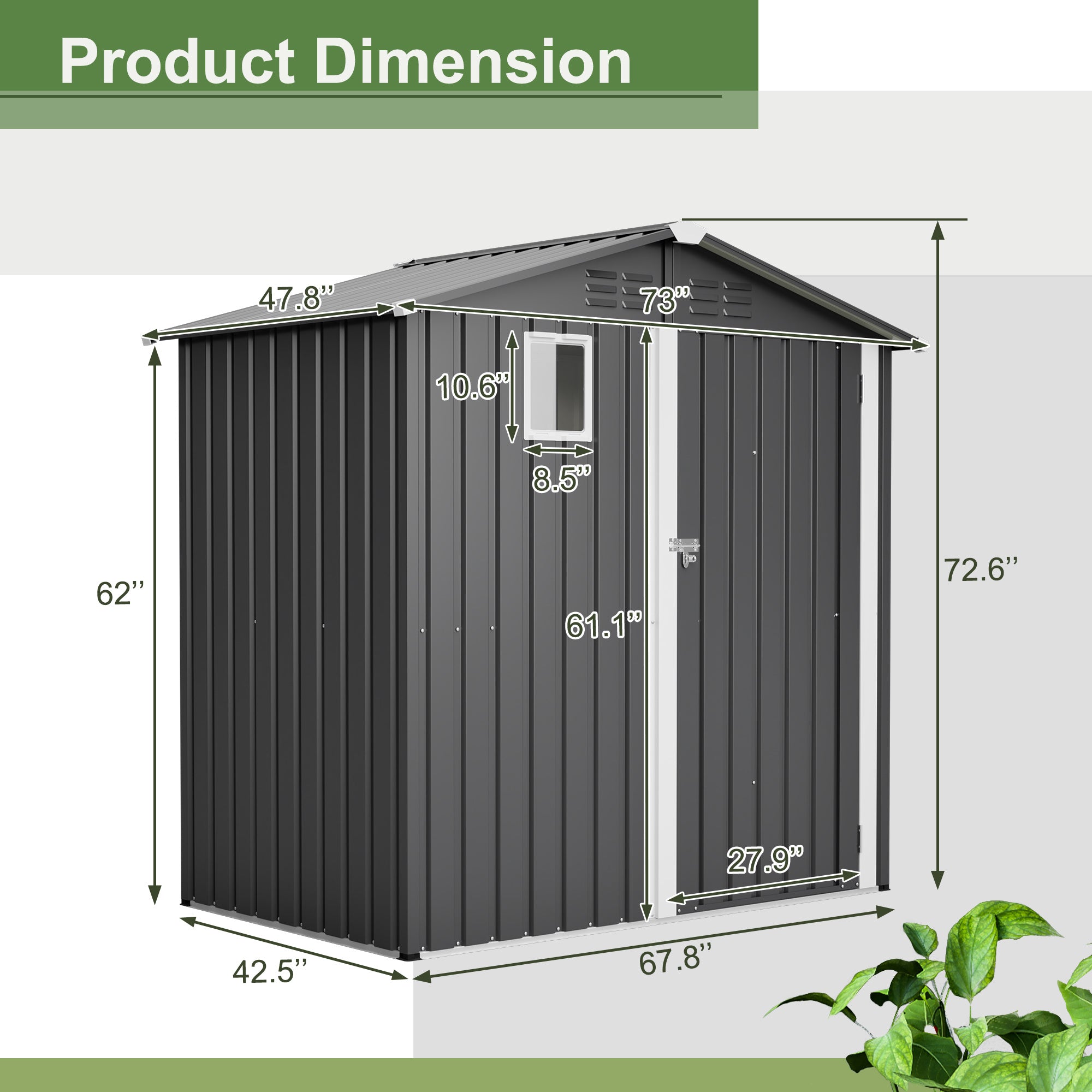 6FT X 4FT Outdoor Garden Shed - Durable, Weather-Resistant Storage With Lockable Hinged Doors And Sloping Roof - Outdoor Chilling