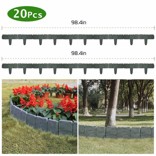 Garden Edge, Imitation Stone Effect Garden Lawn Edge, Non Digging Flexible Lawn Edge, And Flower Bed Edge Gray -20 - Outdoor Chilling