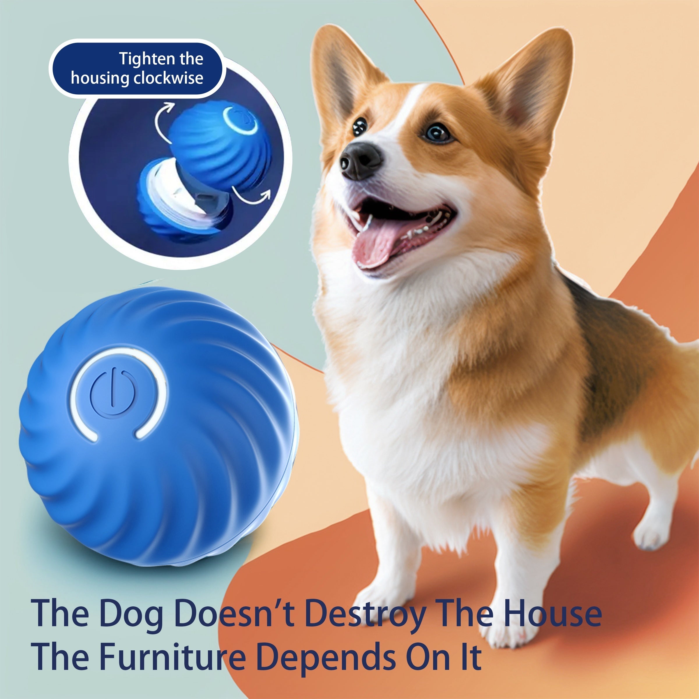 Interactive Bouncing Ball For Dogs,Automatic Smart Toy, Self-moving Rotating Stimulating Pet Entertainment, Noise-Reducing Urchin Cover, USB Rechargeable Dog Toy, Dog Electric Interactive Toy - Outdoor Chilling