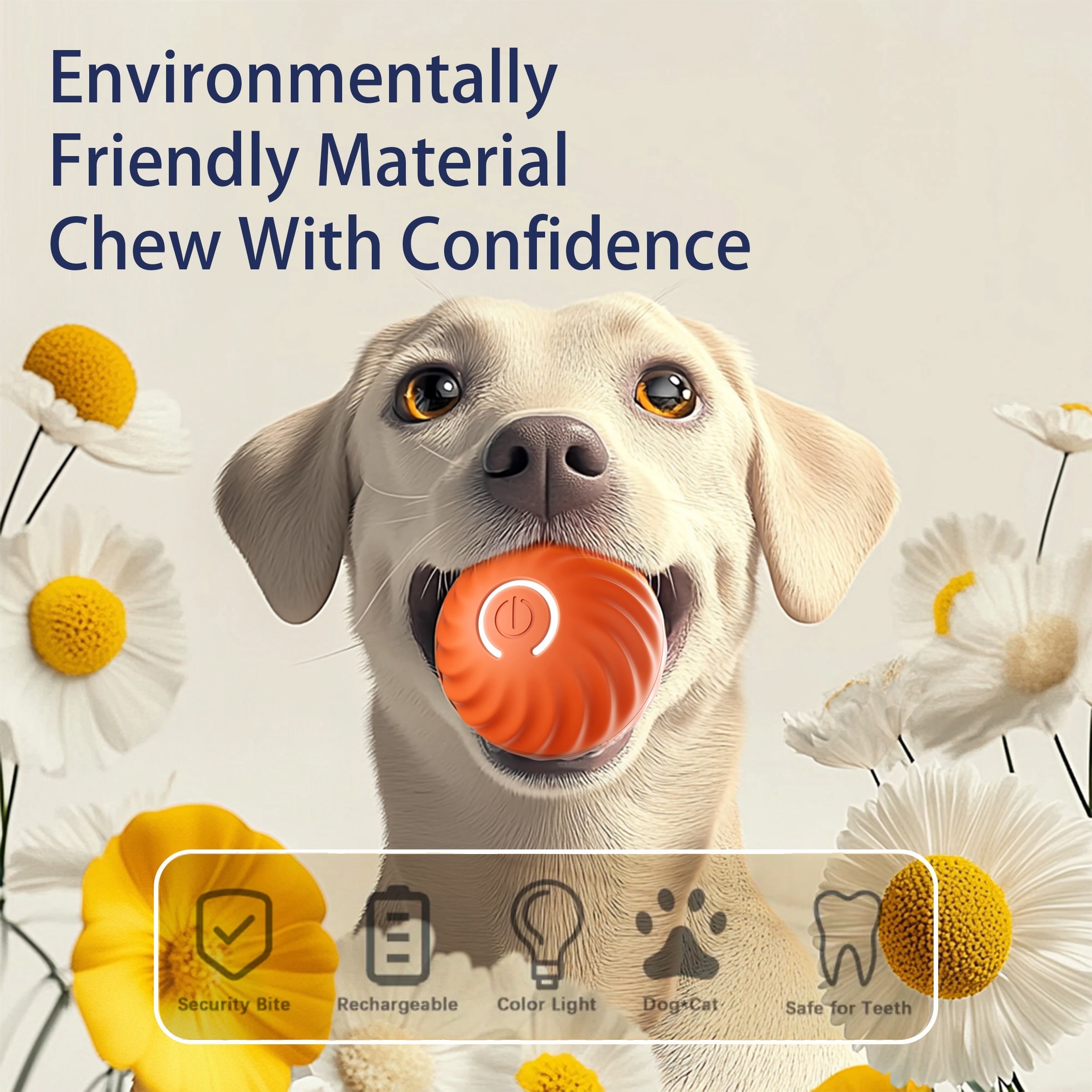 Interactive Bouncing Ball For Dogs,Automatic Smart Toy, Self-moving Rotating Stimulating Pet Entertainment, Noise-Reducing Urchin Cover, USB Rechargeable Dog Toy, Dog Electric Interactive Toy - Outdoor Chilling