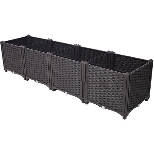 Deep Raised Garden Bed Plastic Planter Boxes For Vegetables Flowers Herbs And Succulents, Self-Watering Planter Box Raised Bed To Grow Flowers, Herbs & Vegetables, 63 L X 15.7D X 14.7 H