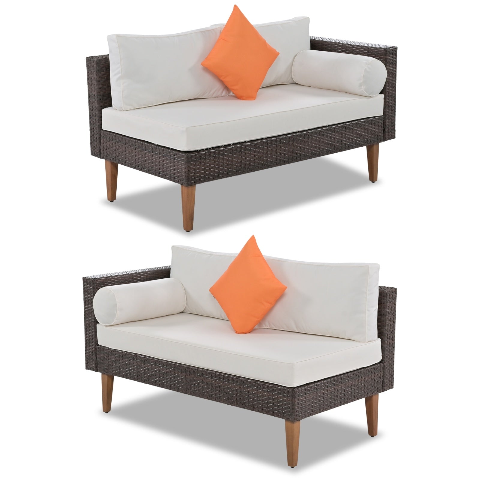 4-Piece Outdoor Wicker Sofa Set, L-Shape Patio Furniture With Colorful Pillows - Outdoor Chilling