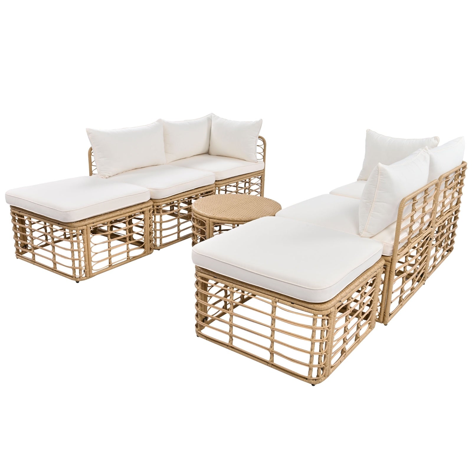 GO 7 Pieces Outdoor Patio Furniture, All-Weather Rattan Sectional Sofa Set With Thick Cushions And P - Outdoor Chilling