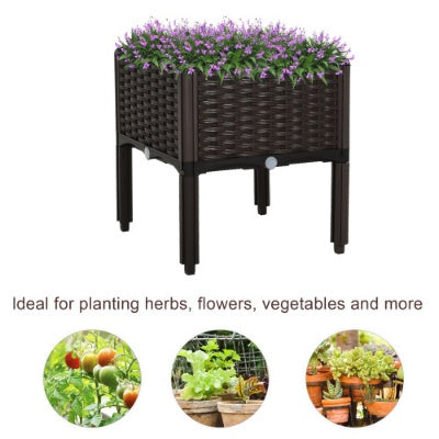 Outsunny Raised Garden Bed With Legs, Self-Watering Planter Box Raised Bed To Grow Flowers, Herbs Vegetables, Brown - Outdoor Chilling