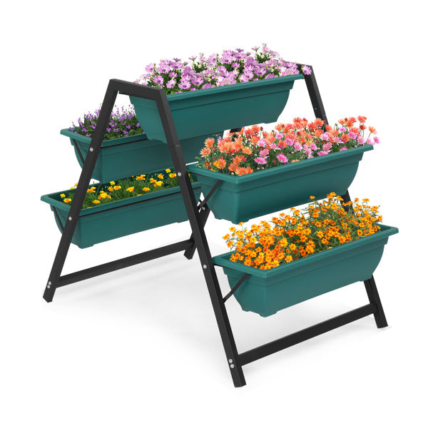 65x91x79cm, 5 Floors Trapezoidal Green PE Flower Pot Planting Pots - Outdoor Chilling