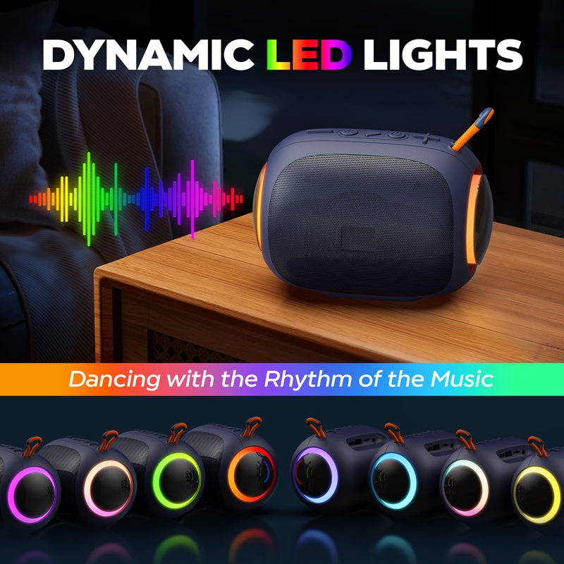 JYX L5 Portable Speaker & IPX7 Waterproof Bluetooth Speaker With LED Light & 8H Playtime Outdoor Speakers With Loud Stereo Sound - Outdoor Chilling