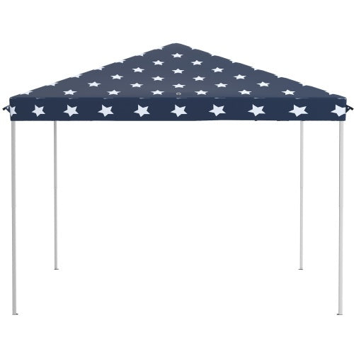 Outsunny 10 X 10 Up Canopy Tent With Netting, Instant Gazebo, Ez Up Screen House Room With Carry Bag, Height Adjustable, For Outdoor, Garden, Patio, American Flag - Outdoor Chilling