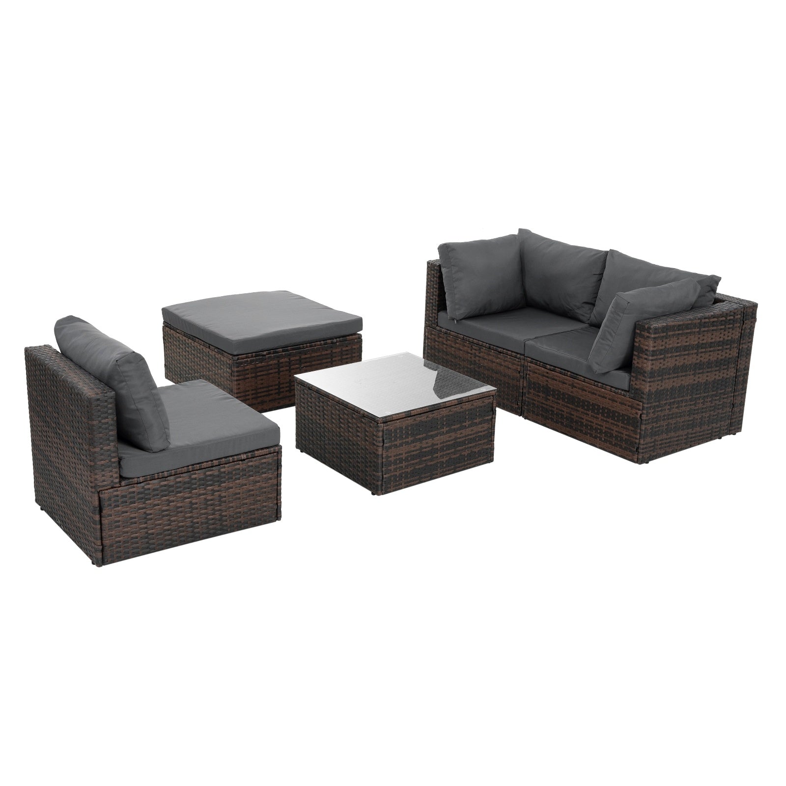 Patio Furniture, Outdoor Furniture, Seasonal PE Wicker Furniture, 5 Set Wicker Furniture With Temper - Outdoor Chilling