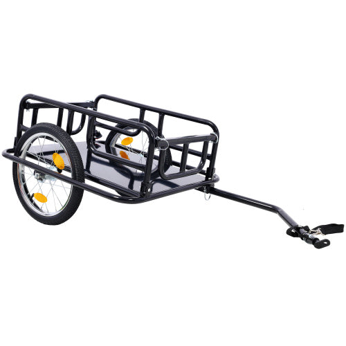 Foldable Bike Cargo Trailer With Universal Bike Hitch, Bicycle Wagon Trailer With 16 Wheels Reflectors, Large Loading Bike Trailer Storage Cart - Outdoor Chilling