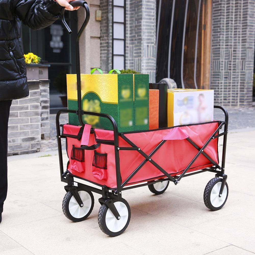 Folding Wagon Garden Shopping Beach Cart Red - Outdoor Chilling