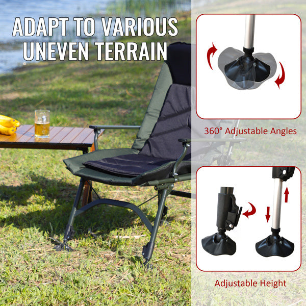 Camping Lounge Chair, Portable Folding Recliner With Adjustable Backrest, Suitable For Indoor And Outdoor Camping, Beach Hiking, Fishing - Outdoor Chilling
