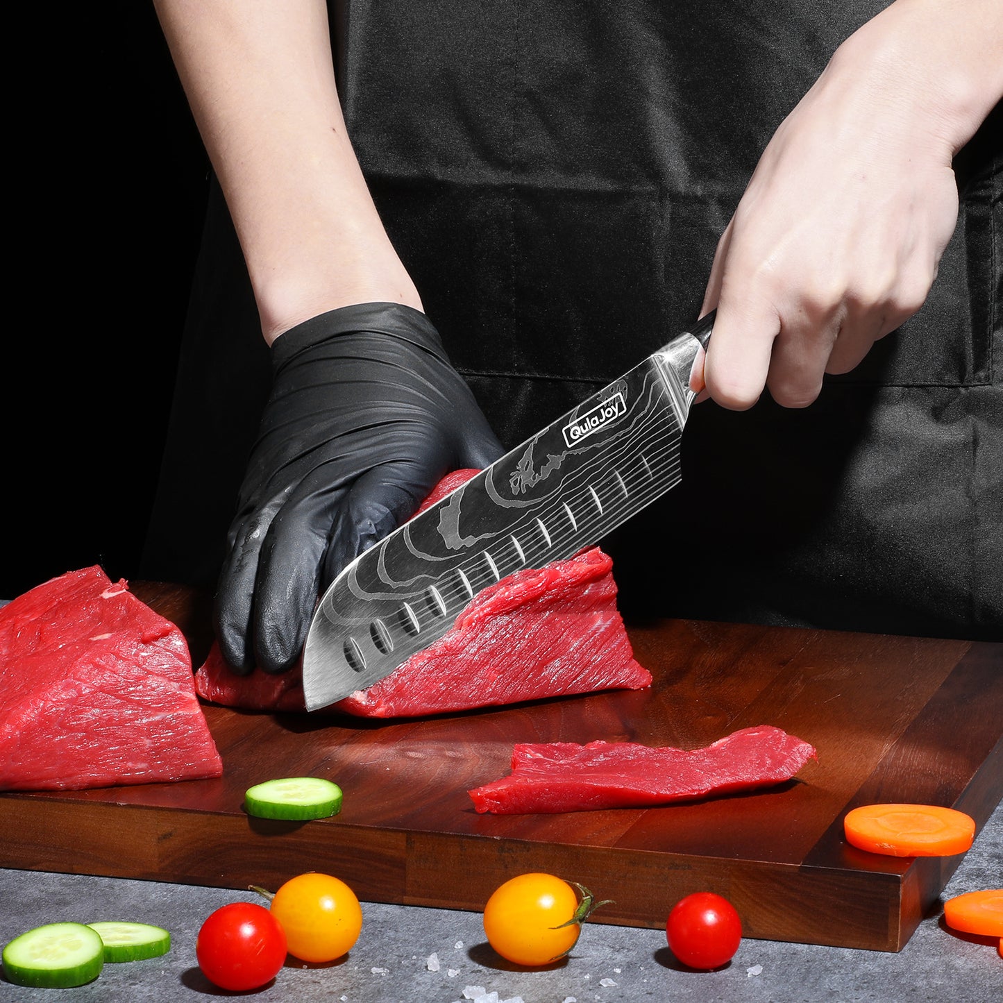 Qulajoy Santoku Knife, High Carbon Stainless Steel Chef Knife Japanese Kitchen Knives With Ergonomic Pakkawood Handle, Chopping Knife For Home Kitchen Cooking - Outdoor Chilling