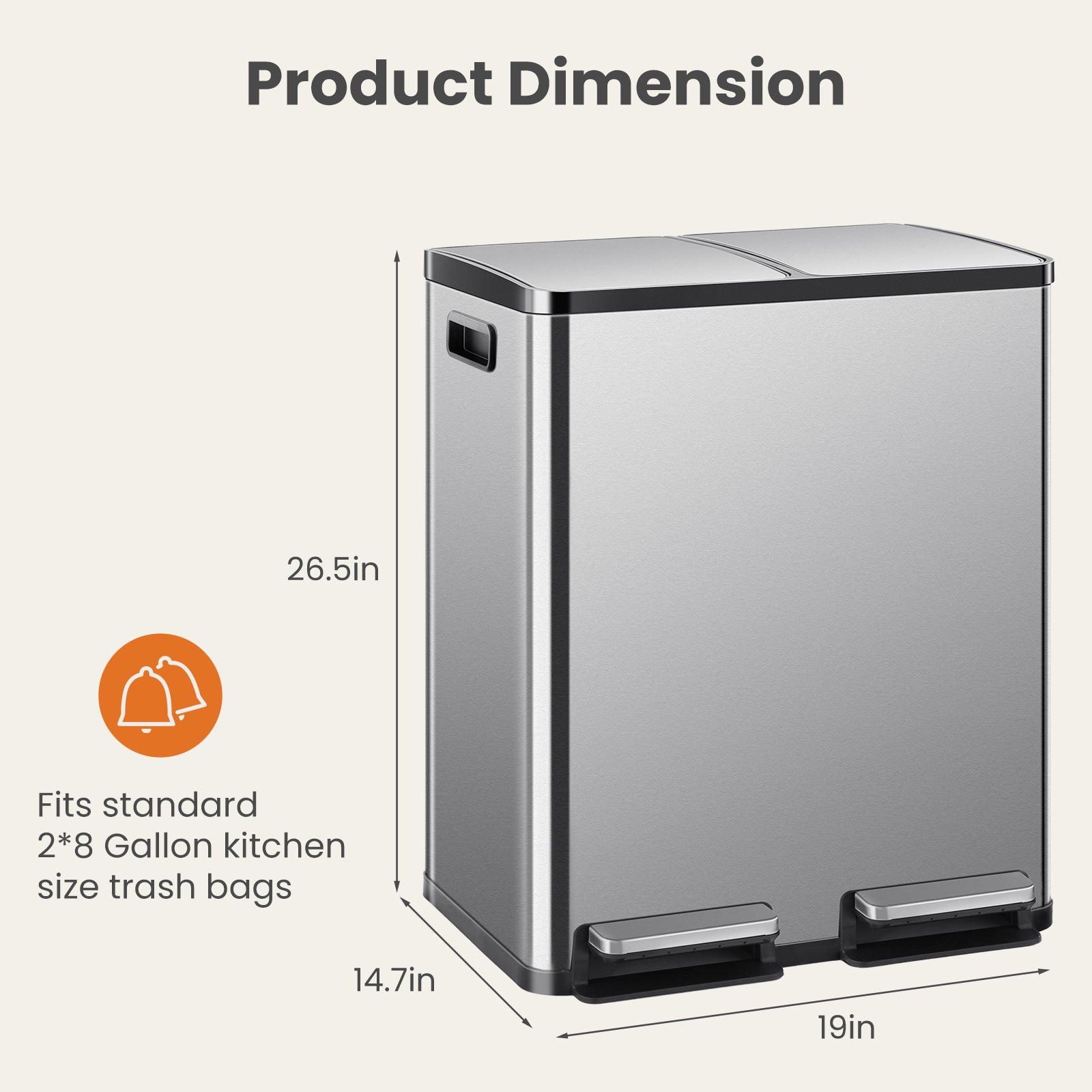 60 Liter Stainless Steel Trash Can - Outdoor Chilling