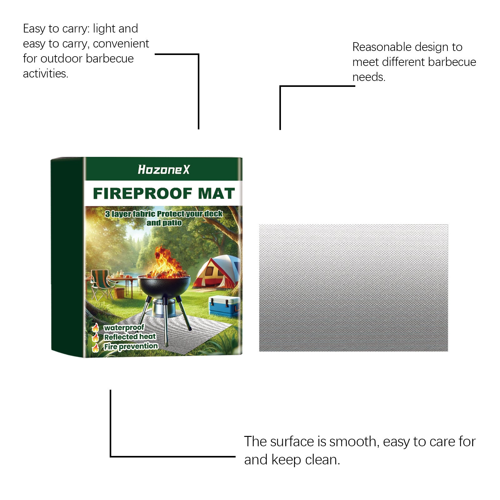 Portable Barbecue Fireproof Pad Outdoor Lawn - Outdoor Chilling