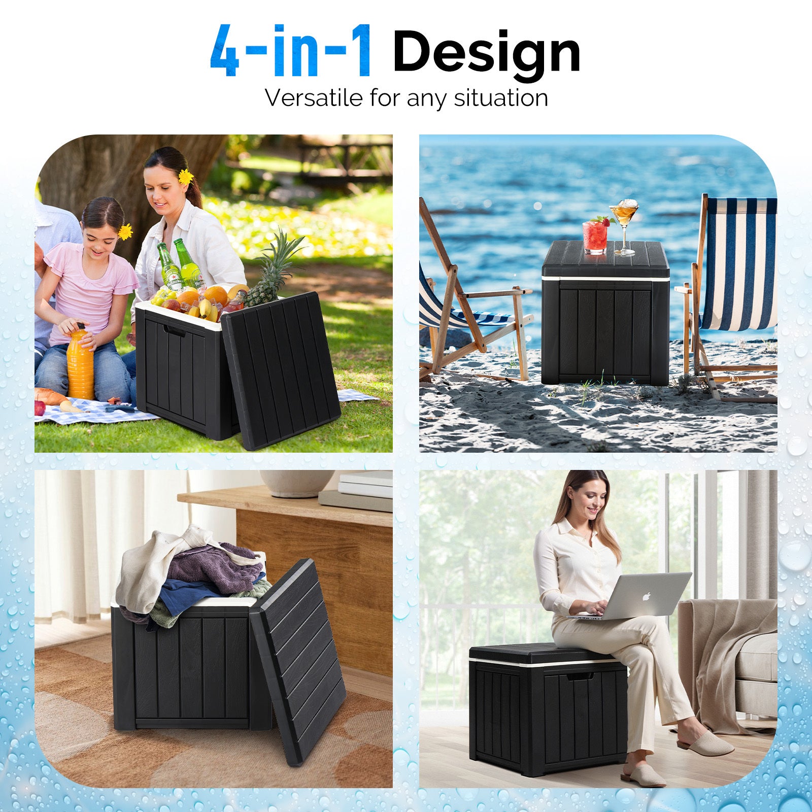10 Gallon Cooler Side Table, Multi-purpose Ice Cooler Outdoor Cocktail Side Table For Camping, Picnic, Beach, Pool, Party - Outdoor Chilling