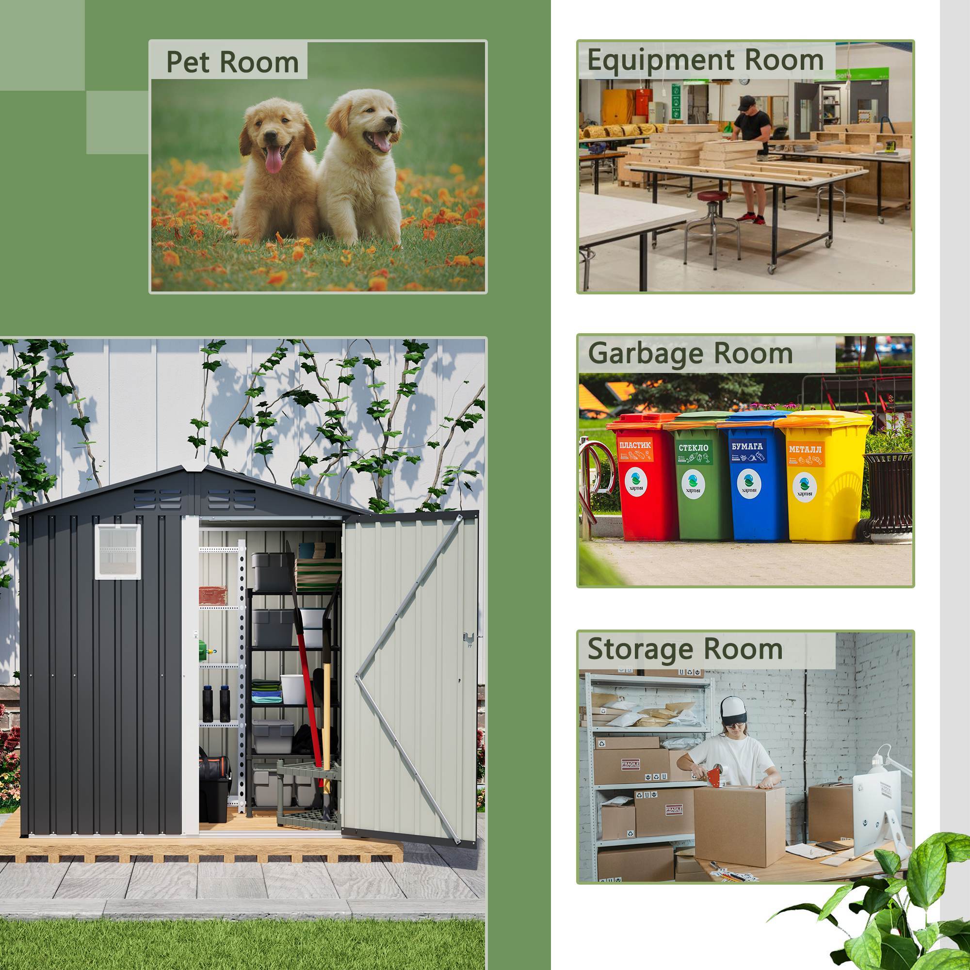 6FT X 4FT Outdoor Garden Shed - Durable, Weather-Resistant Storage With Lockable Hinged Doors And Sloping Roof - Outdoor Chilling