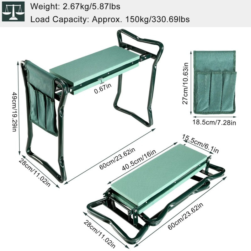 Foldable Garden Kneeler Seat With Kneeling Soft Cushion Pad Tools Pouch Portable Gardener - Outdoor Chilling