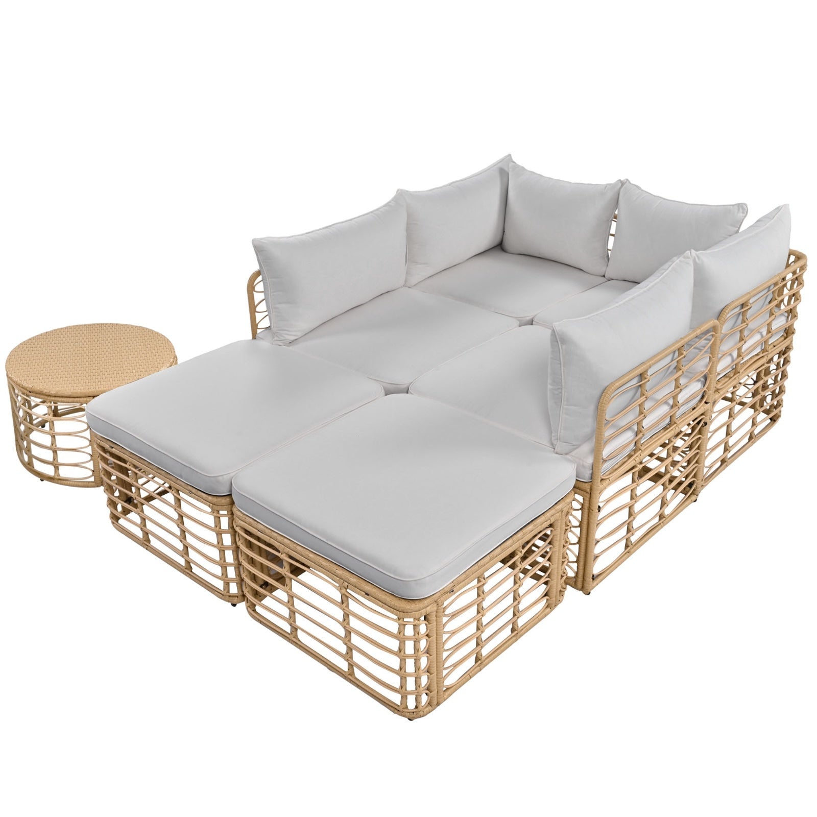 GO 7 Pieces Outdoor Patio Furniture, All-Weather Rattan Sectional Sofa Set With Thick Cushions And P - Outdoor Chilling