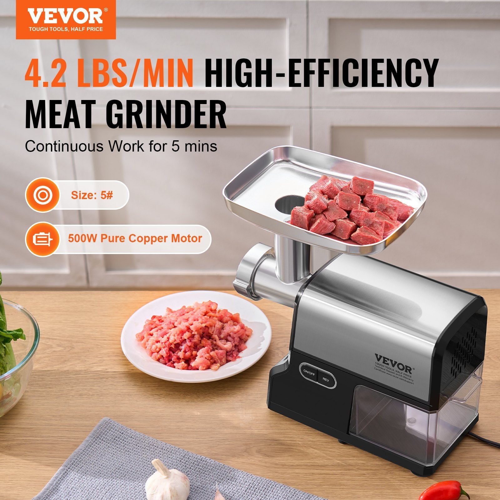 Electric Meat Grinder 4.2 Lbs Min Sausage Stuffer Maker For Home Kitchen - Outdoor Chilling