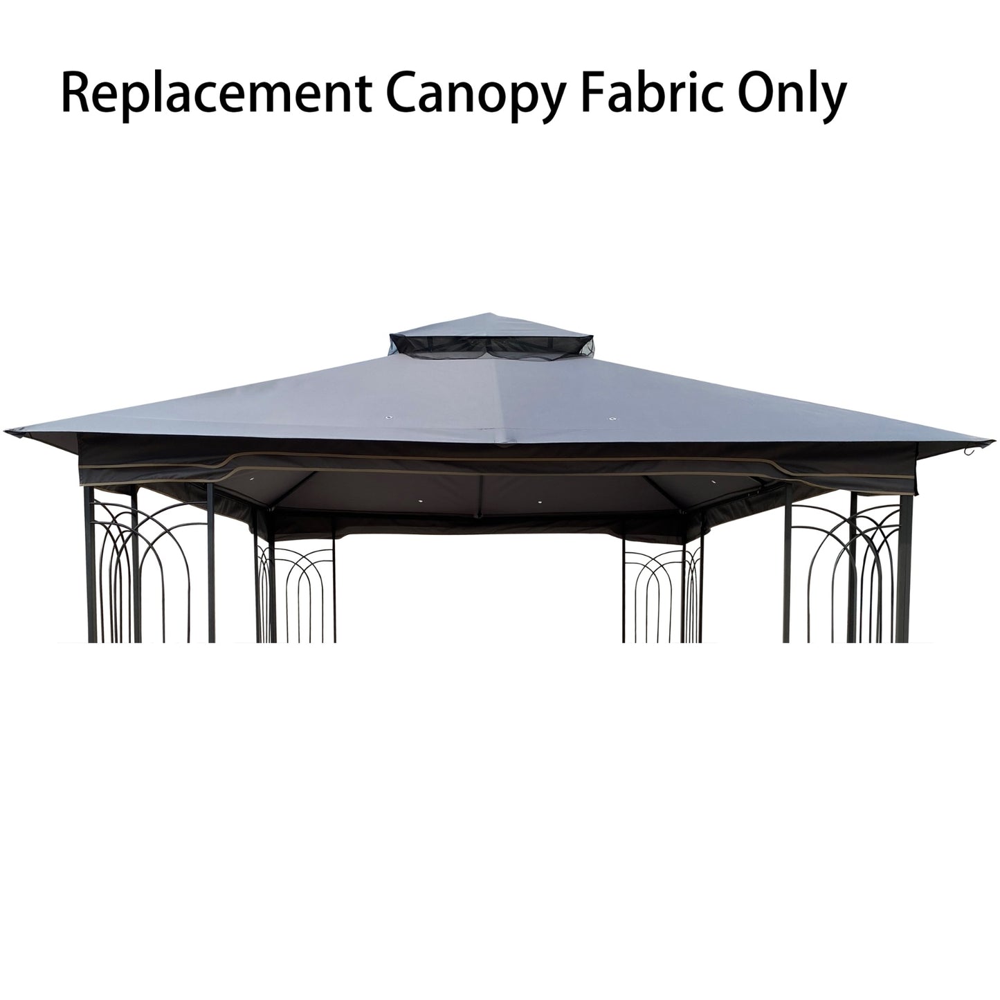 10x10 Ft Patio Double Roof Gazebo Replacement Canopy Top Fabric, Gray - Outdoor Chilling