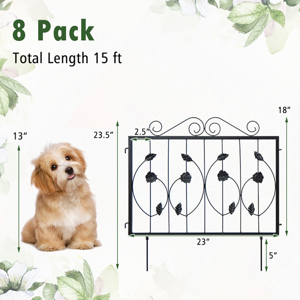 Decorative Garden Fence With 8 Panels Animal Barrier - Outdoor Chilling