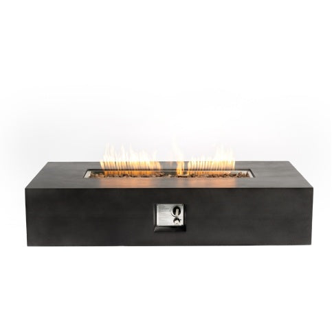 50000 BTU Large Rectangular Stone Gas Fire Pit With Lava Canopy - Outdoor Chilling