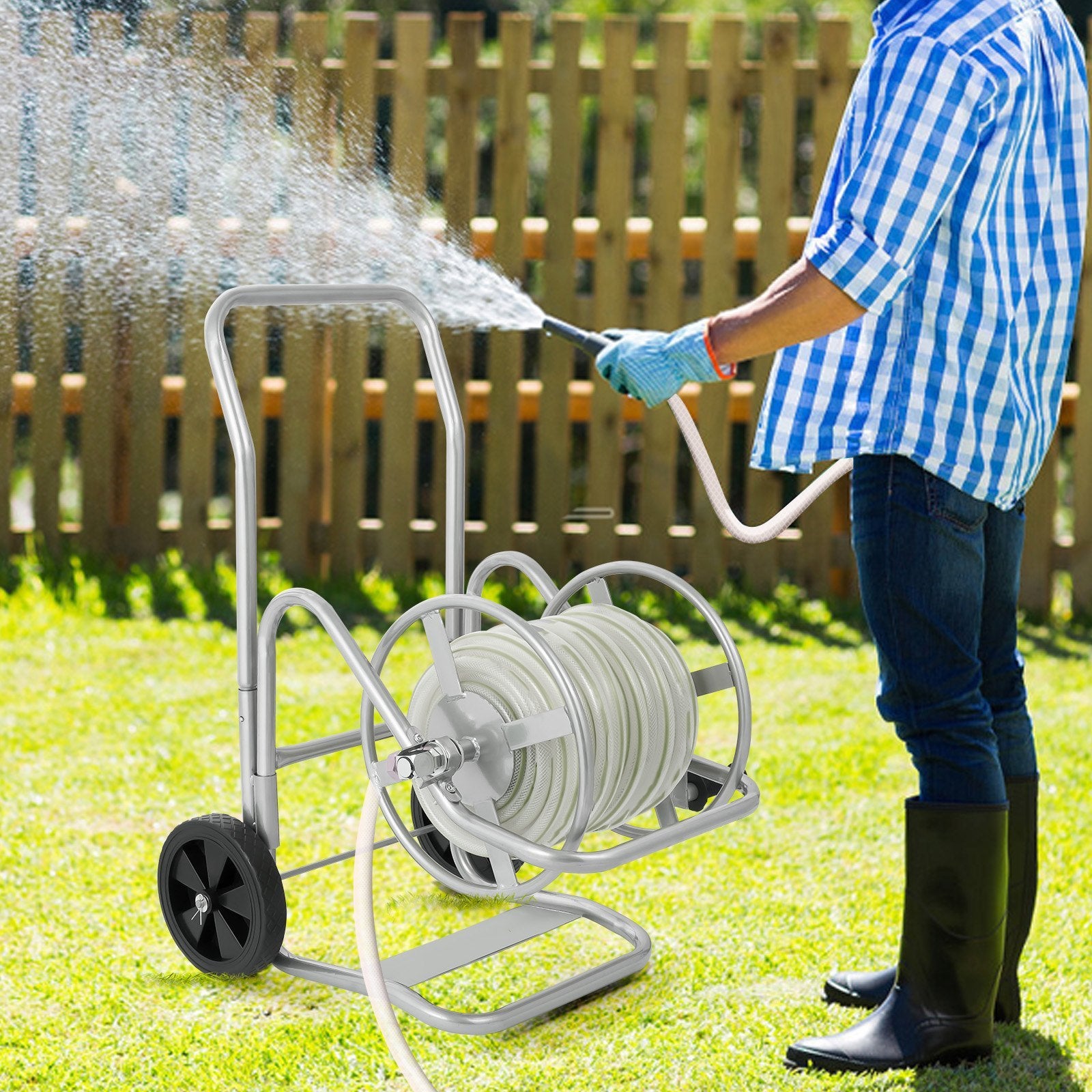 Hose Reel Cart 200ft. Heavy Duty Garden Water Yard Planting W Wheels