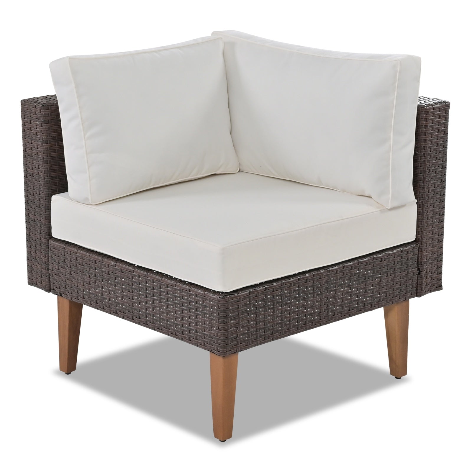 4-Piece Outdoor Wicker Sofa Set, L-Shape Patio Furniture With Colorful Pillows - Outdoor Chilling