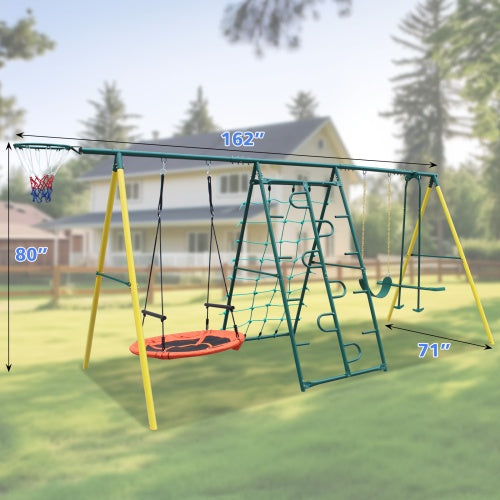 Indoor Outdoor Metal Swing Set With Safety Belt - Outdoor Chilling