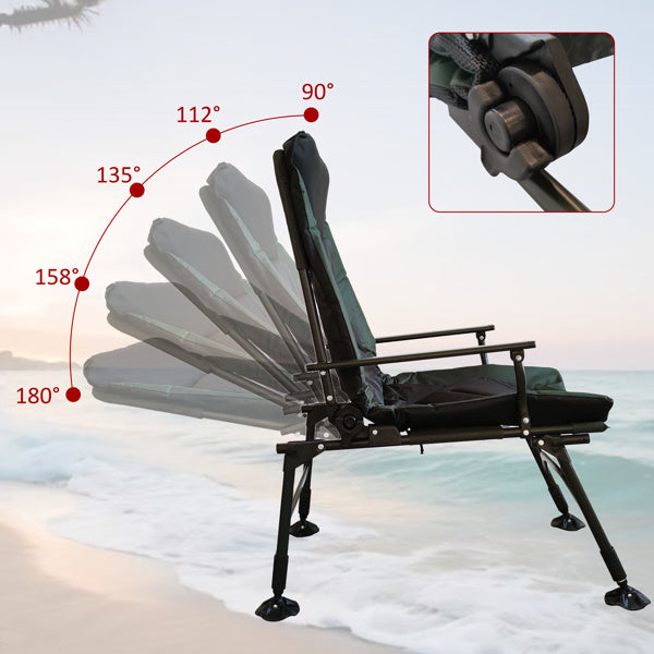 Camping Lounge Chair, Portable Folding Recliner With Adjustable Backrest, Suitable For Indoor And Outdoor Camping, Beach Hiking, Fishing - Outdoor Chilling