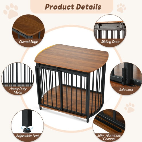 31.5 Furniture Style Dog Crate For Small And Medium Dogs, Wooden Cage Indoor Kennel Furniture, Modern Dog Crate End Table With Double-Doors - Outdoor Chilling