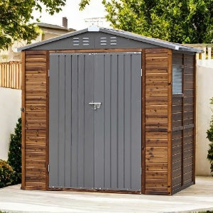 4x6FT Iron-Wood Combination Tool Shed A Perfect Blend Of Nature And Functionality - Outdoor Chilling
