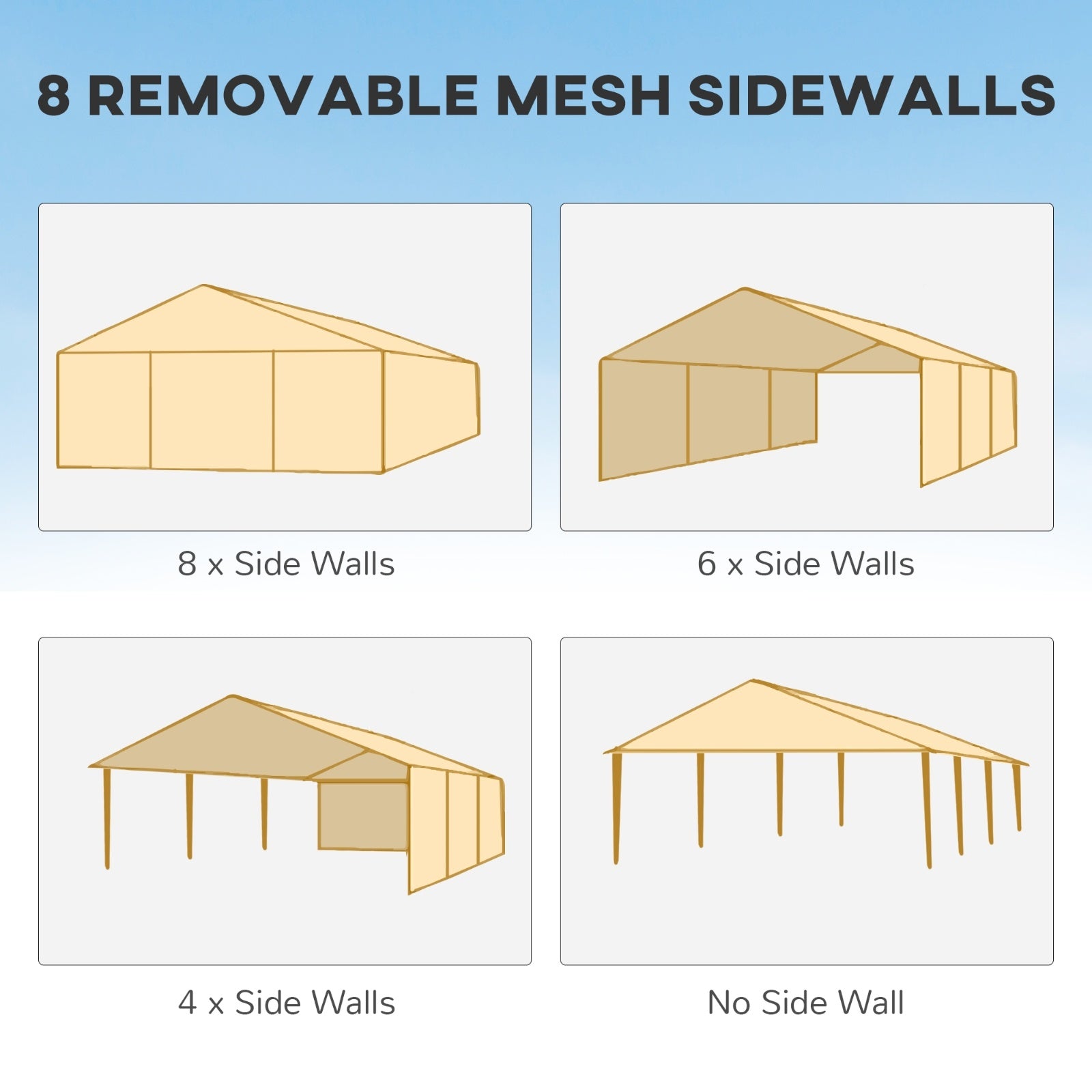 Outsunny 10' X 28' Party Tent Canopy, Outdoor Event Shelter Gazebo With 8 Removable Mesh Sidewalls, - Outdoor Chilling