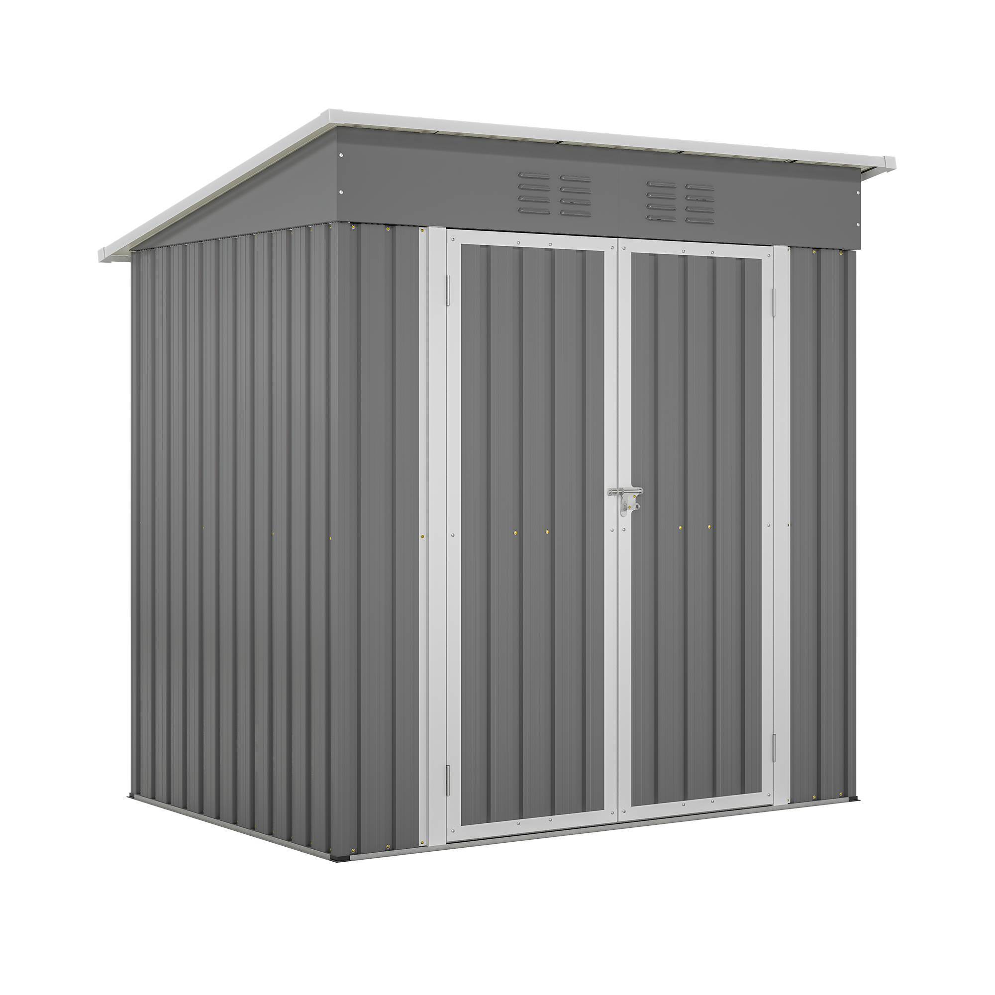 6'x4' Outdoor Metal Storage Shed For Garden Tools Lockable Door With Floor Frame - Outdoor Chilling