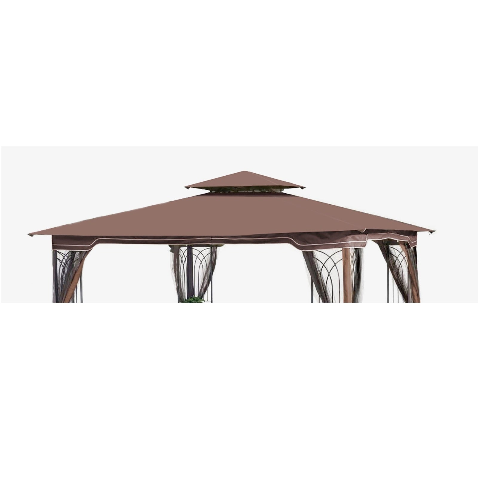 10x10 Ft Patio Double Roof Gazebo Replacement Canopy Top Fabric, Brown - Outdoor Chilling