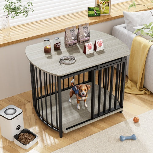 31.5 Furniture Style Dog Crate For Small And Medium Dogs, Wooden Cage Indoor Kennel Furniture, Modern Dog Crate End Table With Double-Doors - Outdoor Chilling