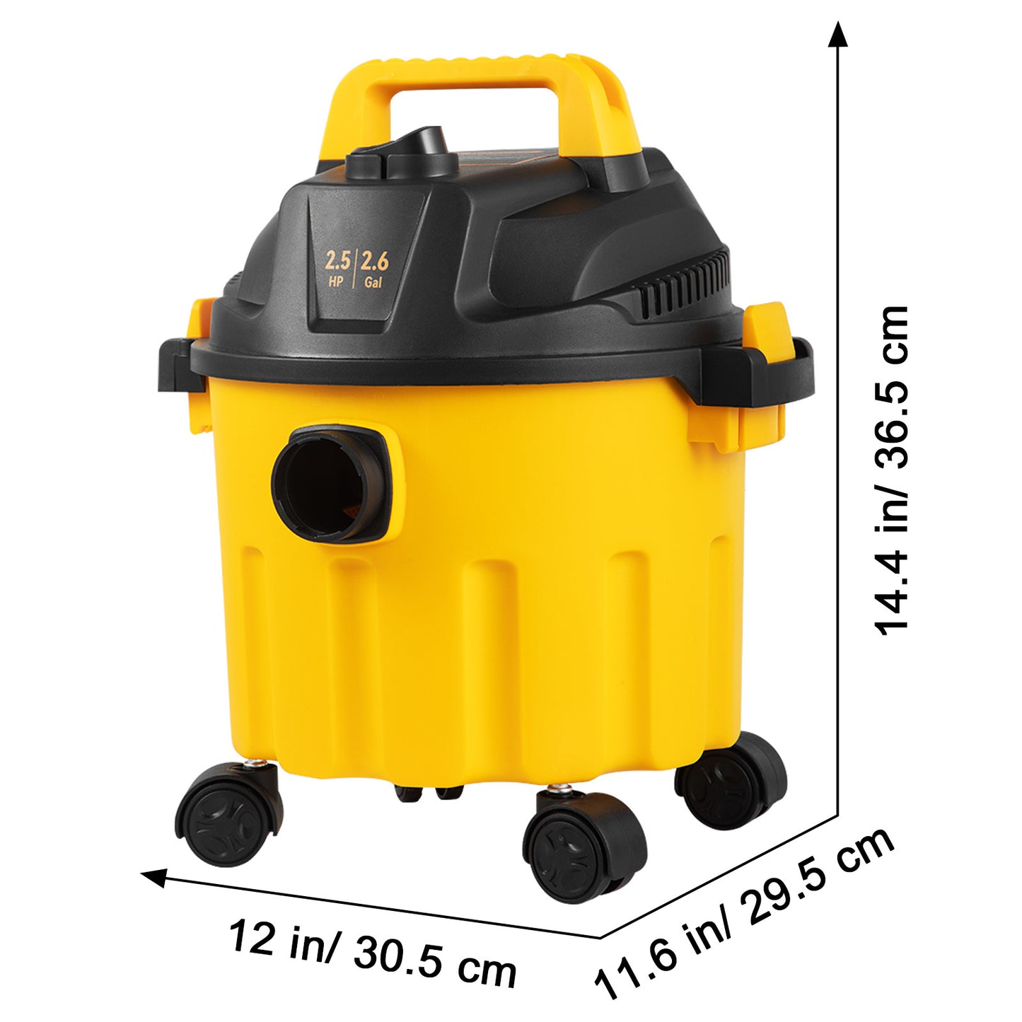 VEVOR Wet Dry Vac, 2.6 Gallon, 2.5 Peak HP, 3 In 1 Shop Vacuum With Blowing Function, Portable With Attachments To Clean Floor, Upholstery, Gap, Car, ETL Listed, Yellow - Outdoor Chilling